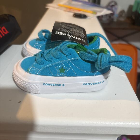 Converse One Star Suede OX Hawaiian Ocean Blue Green Toddler Shoes size 2 - Picture 4 of 4